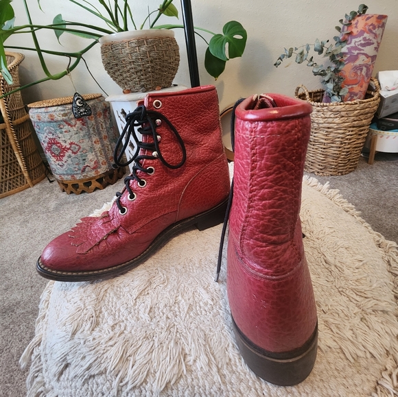 Handmade in Mexico RED Ranch style ankle boots - Picture 5 of 8